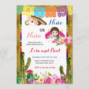 Convite A festa Niño ou o género de Niña revelam