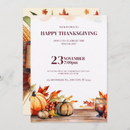 CONVITE A FESTIVE THANKSGIVING INVITATION WITH A PUMPKIN 