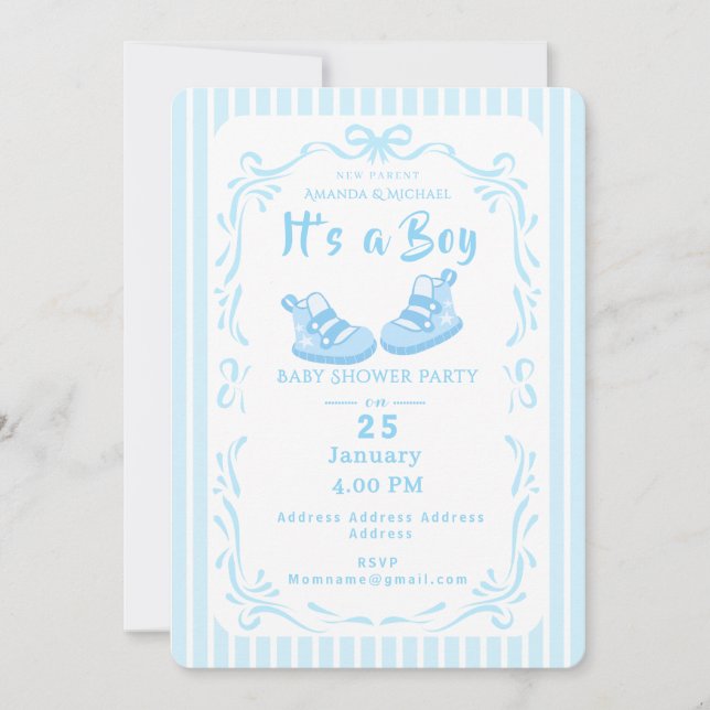 Convite A fita arco é um Calçado para bebês (Frente)