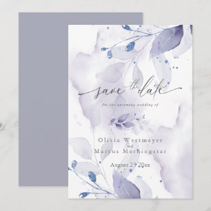 Convite A Folhagem Lilac de Aquarela Elegante Salva a Data