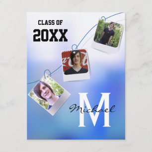 Convite A foto azul na moda e customizável de Ombre