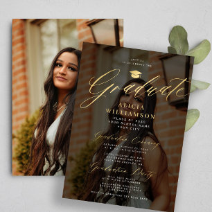 Convite A foto em ouro preto sobrepõe a graduação elegante