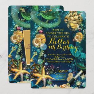 Convite A foto sob o partido da sereia do pirata do mar