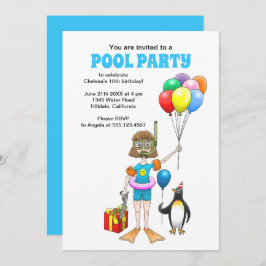 Convite A garota e a Piscina do pinguim