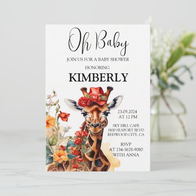 Convite A Girafa de Pescoço Longo (Em pé/Frente)