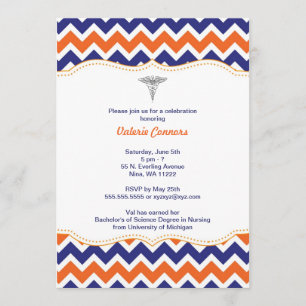 Convite A graduação da enfermeira de Chevron da laranja 