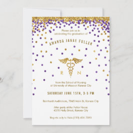 Convite à Graduação de Enfermeiros Confetti Roxo e
