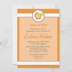 Convite à graduação de hibiscus do tema laranja ha