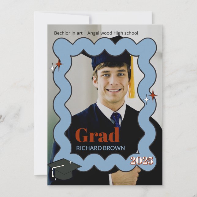 Convite à graduação de onda de retrorreflector azu (Frente)