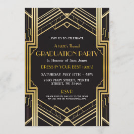 Convite a graduação do art deco do 1920 convida o ouro do