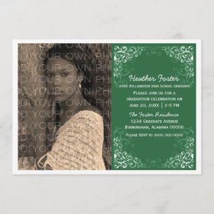 Convite A graduação elegante verde da foto dos redemoinh