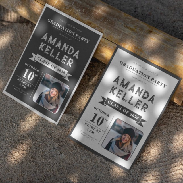 Convite à Graduação Minimalista Escuro (Criador carregado)