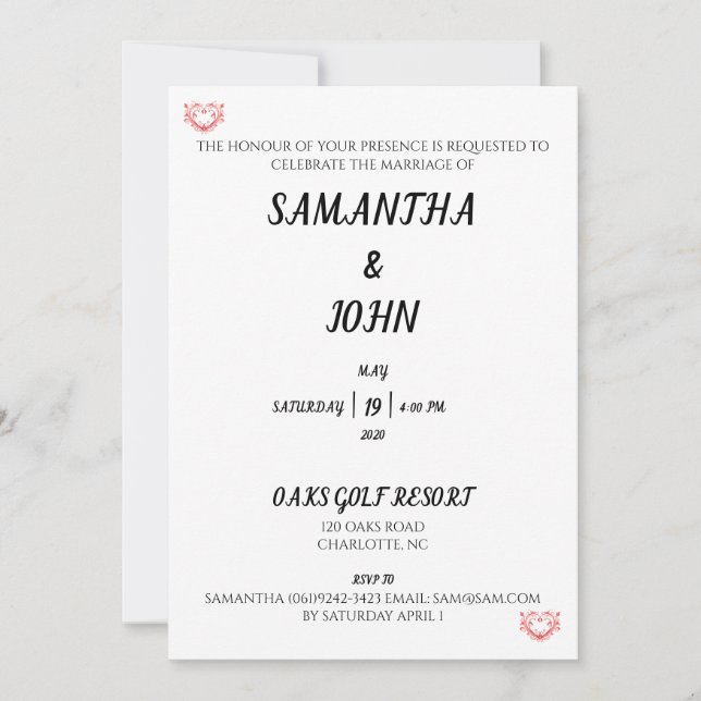 Convite A Honra Da Sua Presença (Frente)