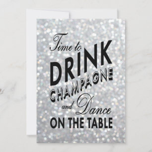 Convite A hora Sparkly de beber Champagne incorporado