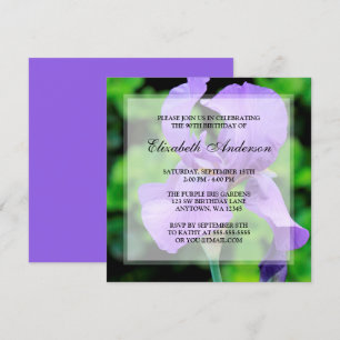 Convite A íris roxa floresce a festa de aniversário do 9