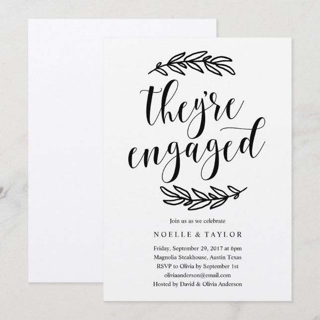 Convite à Janta de Festas de noivado russa (Frente/Verso)