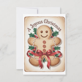 Convite A Joyous Christmas" Gingerbread Man Vintage Card