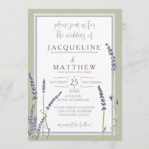 Convite A lavanda francesa floresce o roteiro moderno da