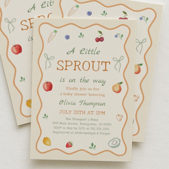 Convite A Litte Sprout Baby Shower (Criador carregado)