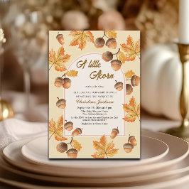 Convite A Little Acorn Fall Maple Leaves Baby Shower