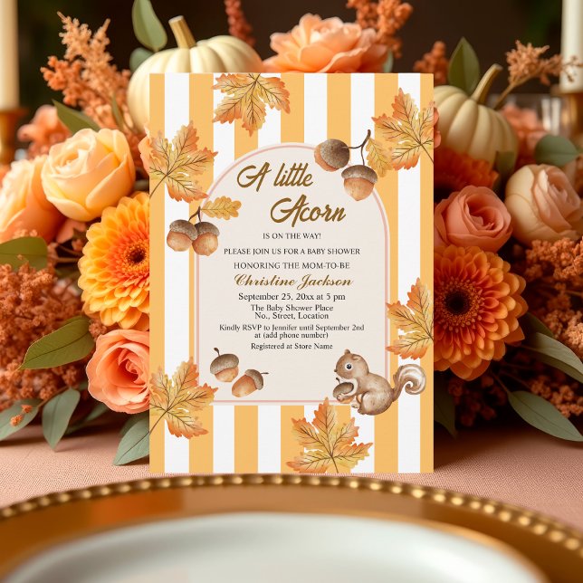 Convite A Little Acorn Fall Plaids Baby Shower  Invitation (Criador carregado)