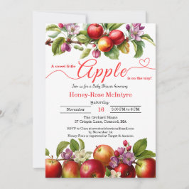 Convite A Little Apple Is On The Way | Fall Baby Shower 