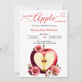Convite A Little Apple Is On The Way | Fall Baby Shower