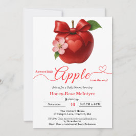 Convite A Little Apple Is On The Way | Fall Baby Shower 