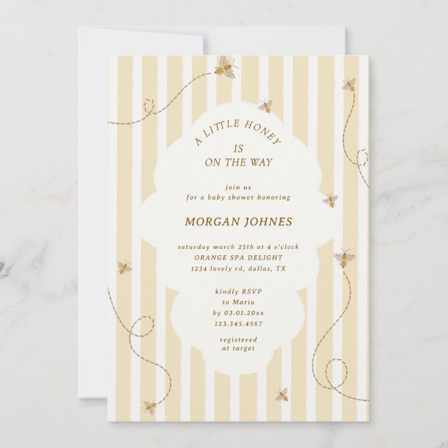 Convite A Little Bee Baby Shower Invitation (Frente)