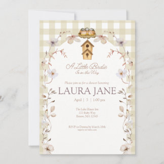 Convite A Little Birdie is on the Way Shower Invitation