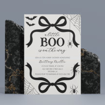 A Little Boo Baby Shower Halloween Bow Invitation