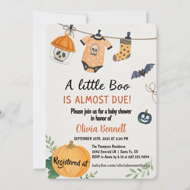 Convite A Little Boo Halloween Baby Shower - Autumn Baby (Frente)