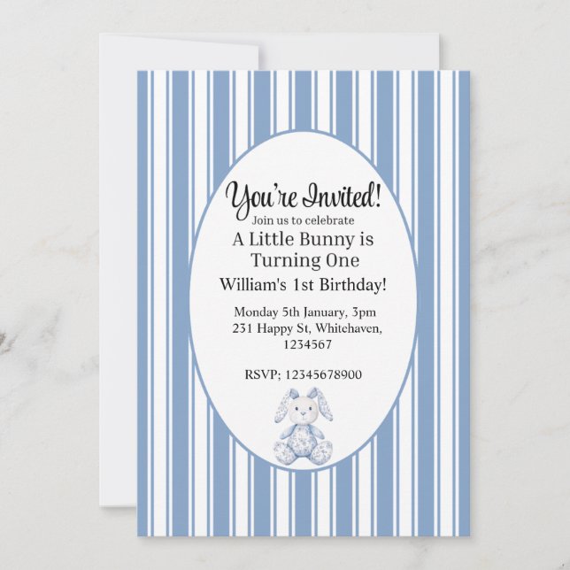 Convite A Little Bunny is Turning One (Frente)