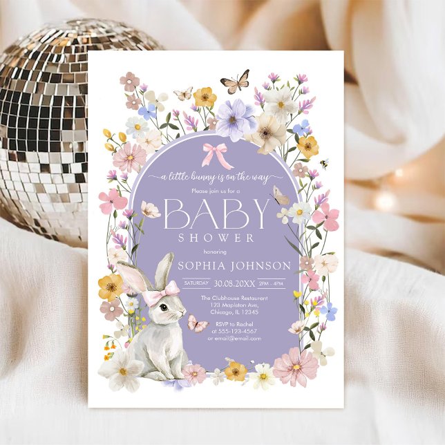Convite A Little Bunny Wildflower Baby Shower (Criador carregado)