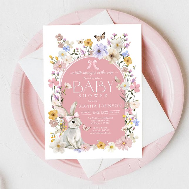 Convite A Little Bunny Wildflower Baby Shower (Criador carregado)