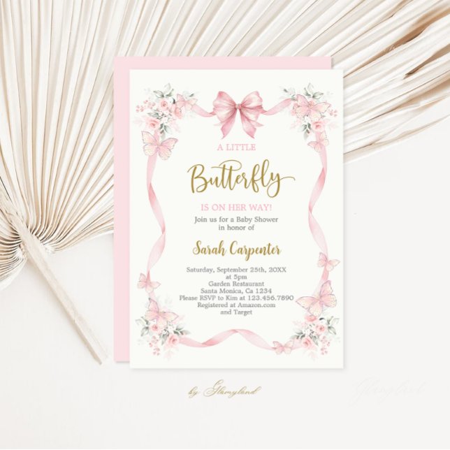 Convite A little Butterfly Baby Shower Girl Invitation (Criador carregado)