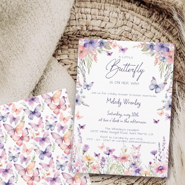 Convite A Little Butterfly is on her way Baby Shower (Criador carregado)