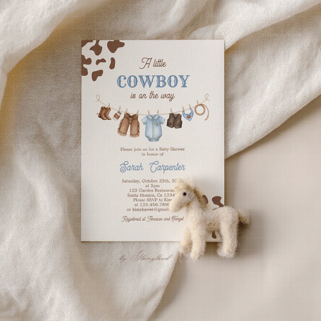 Convite A Little Cowboy Baby Shower Boy Invitation (Criador carregado)