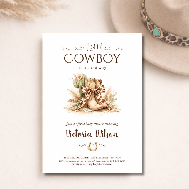 Convite A Little Cowboy Wild West Baby Shower  (Criador carregado)
