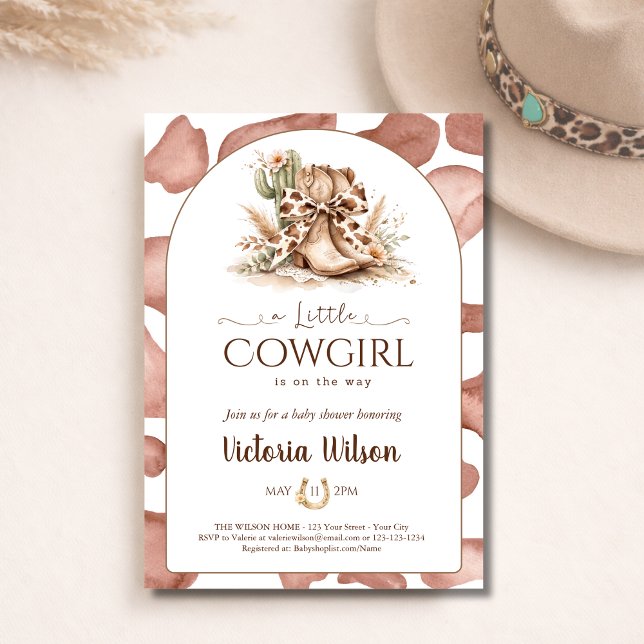 Convite A Little Cowgirl Western Girl Baby Shower Arched (Criador carregado)