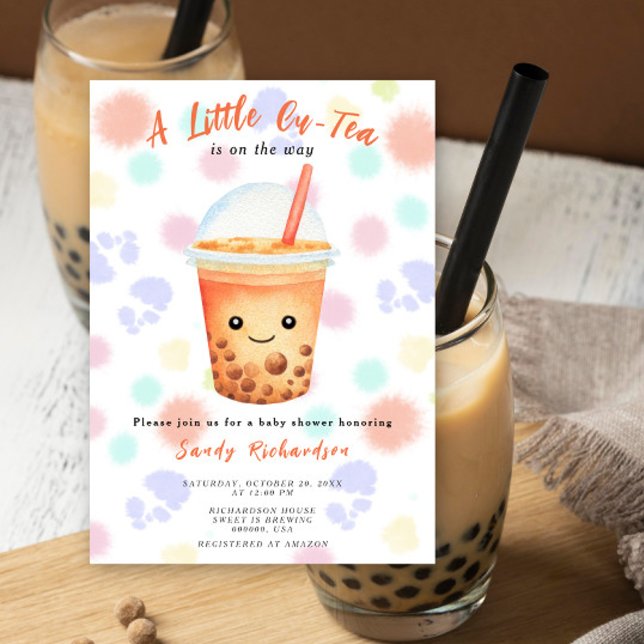 Convite A Little Cu-Tea Bubble Tea Baby Shower (Criador carregado)