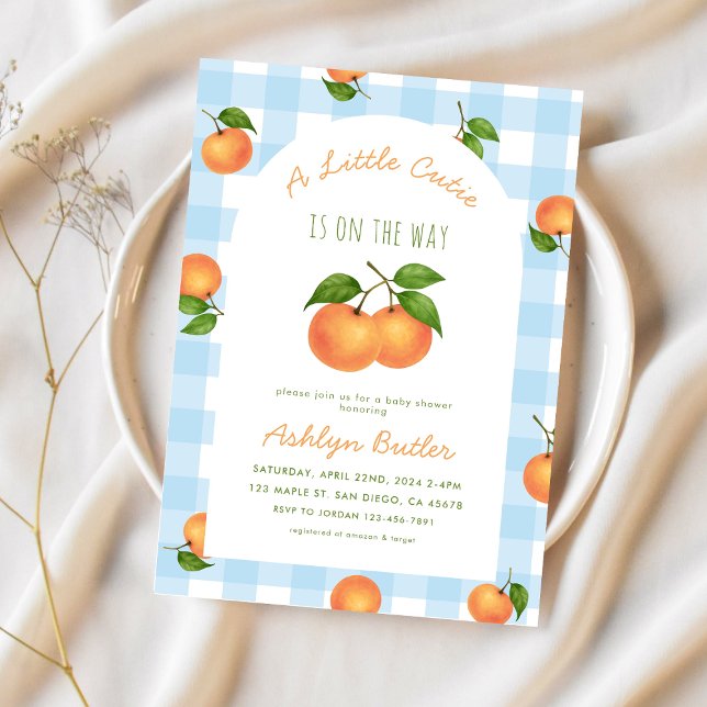 Convite A Little Cutie Citrus Blue Baby Shower Invitation (Criador carregado)