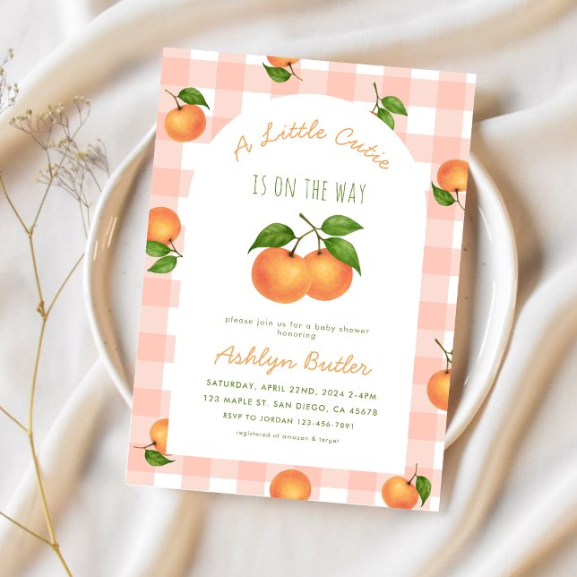 Convite A Little Cutie Citrus Pink Baby Shower Invitation (Criador carregado)