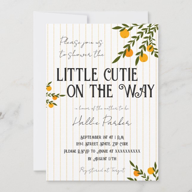 Convite A Little Cutie is On The Way Invitation (Frente)