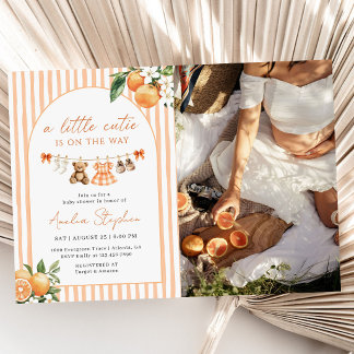 Convite A Little Cutie Orange Citrus Baby Shower Photo