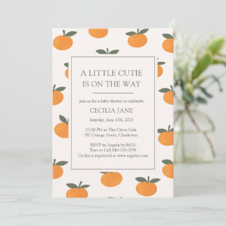 Convite A Little Cutie Orange Gender Neutral Baby Shower
