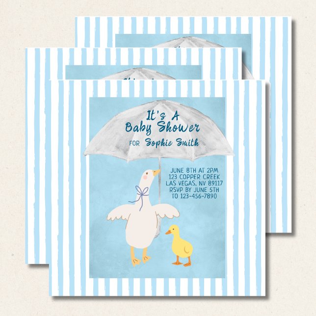 Convite A Little Goose Is On The Way Baby Shower Square (Criador carregado)