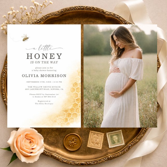 Convite A Little Honey Bee Photo Baby Shower (Criador carregado)