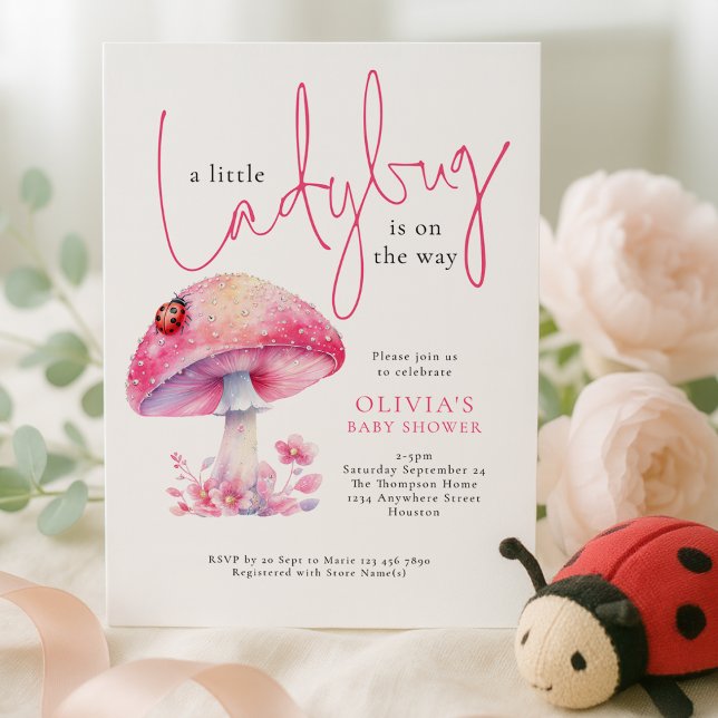 Convite A Little Lady Bug Toadstool Baby Shower (Criador carregado)