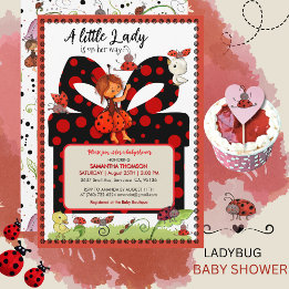Convite A Little Lady is on Her Way Polka Dot Invitation